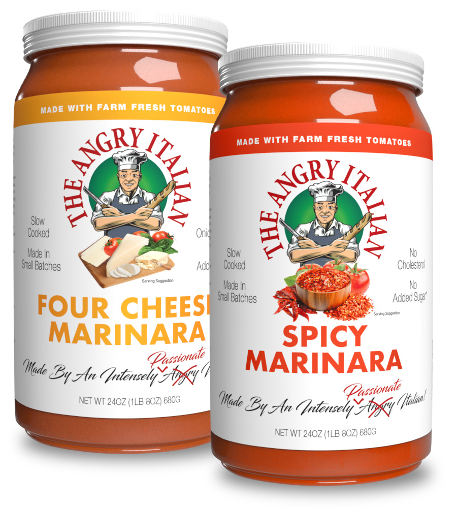 The Angry Italian Four Cheese Marinara & Spicy Marinara Sauces
