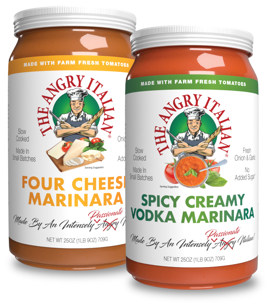The Angry Italian Four Cheese Marinara & Spicy Creamy Vodka Marinara Sauces