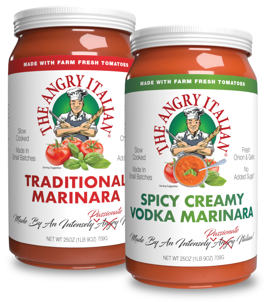 The Angry Italian Traditional Marinara & Spicy Creamy Vodka Marinara Sauces